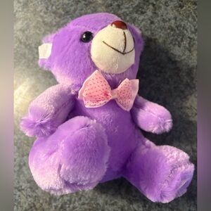 Charming Lavender Teddy Bear with Polka Dot Bow